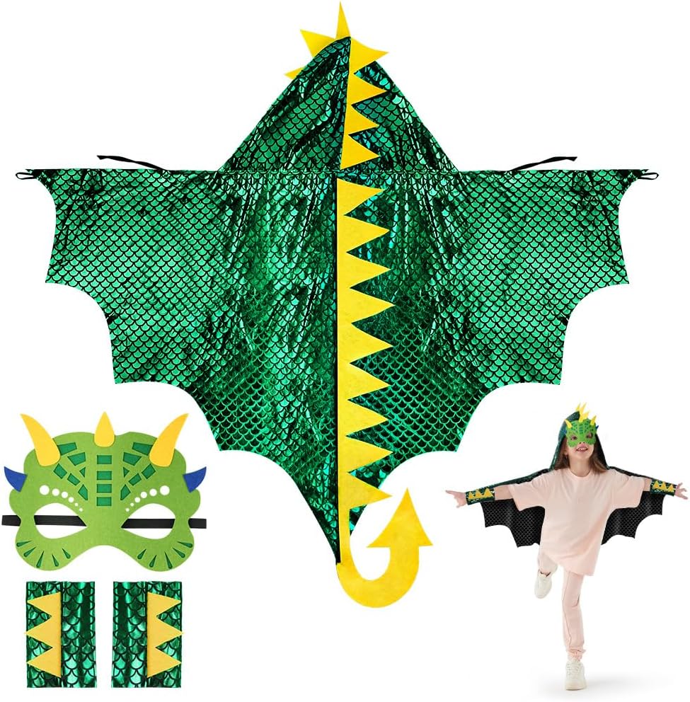 Detalle de Aomig dinosauruscape voor kinderen met capuchon, masker en mouwen