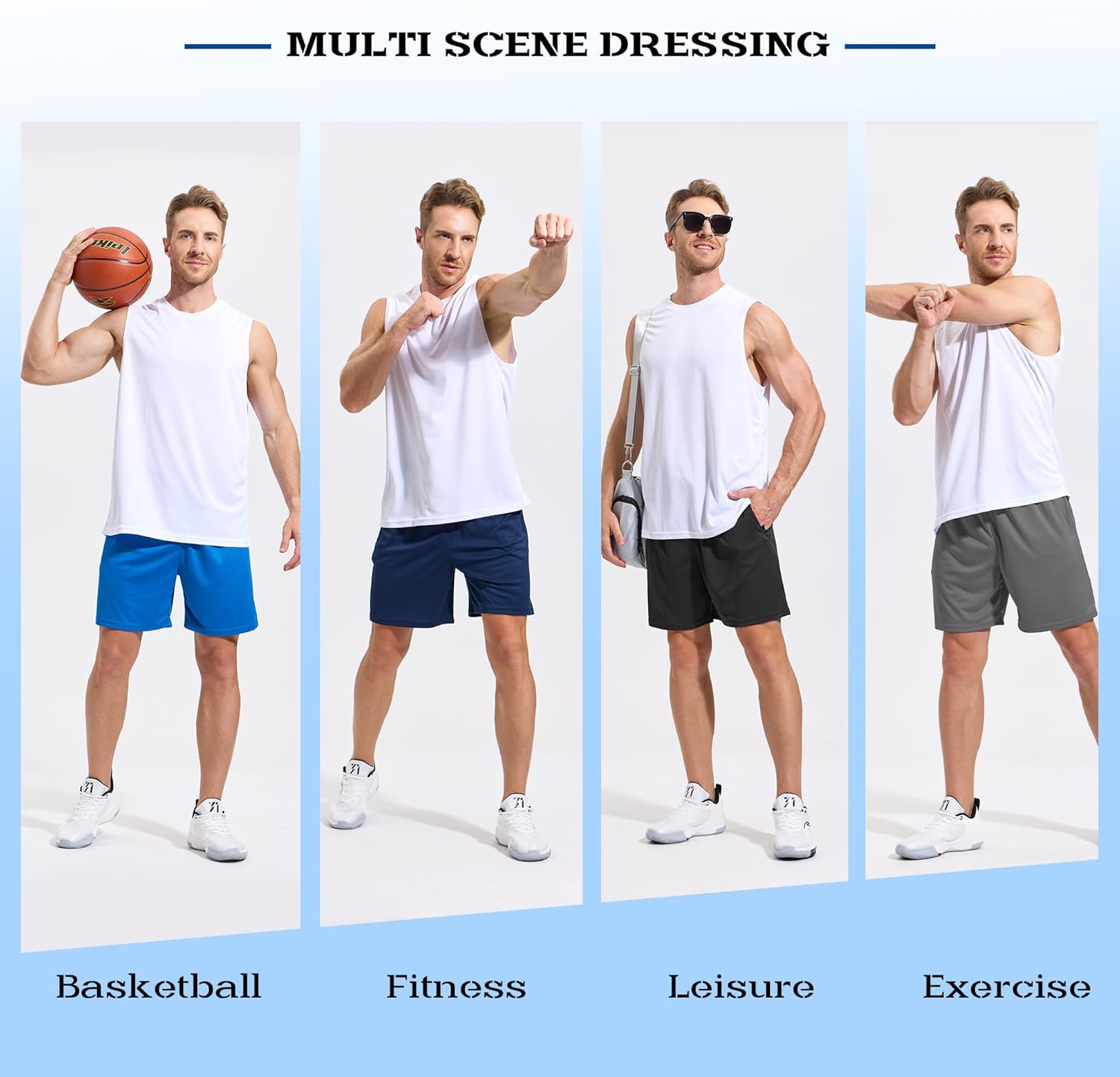 Thumbnail 5 de Cimic Mens Running Shorts Quick Dry Pack (3/5) – Lightweight, Zipper Pockets & Adjustable Drawstring