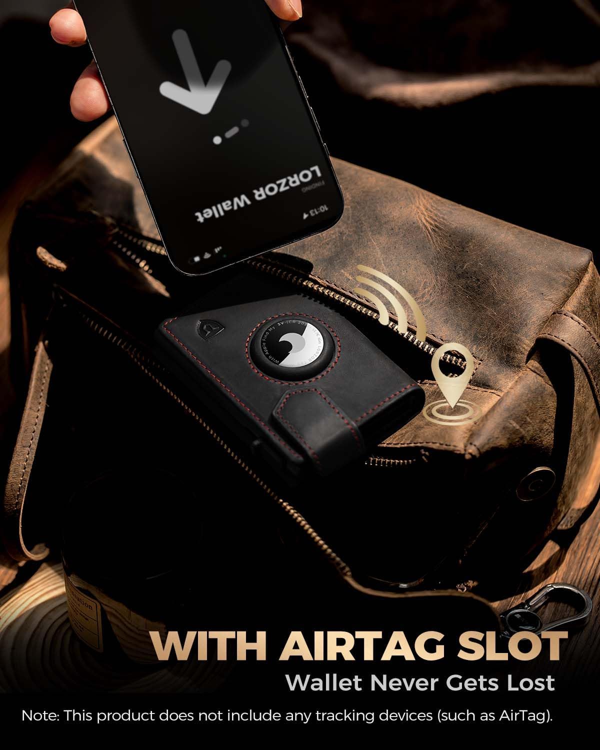 Thumbnail 4 de LORZOR Airtag Wallet Slim Magnetic Closure with XXL Coin Pocket: A compact cardholder with real leather and RFID protection
