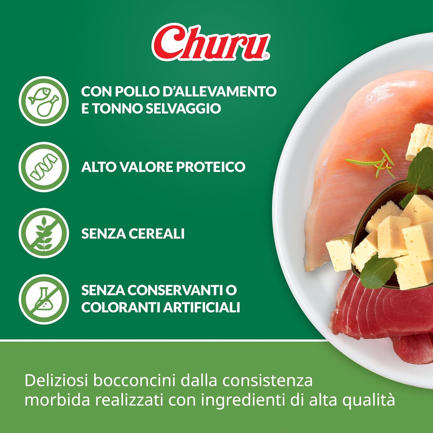 Detalle 2 de INABA Churu Bites Snack per Cani – Bocconcini di Pollo in 4 Gusti, 16 Monoporzioni da 12 g