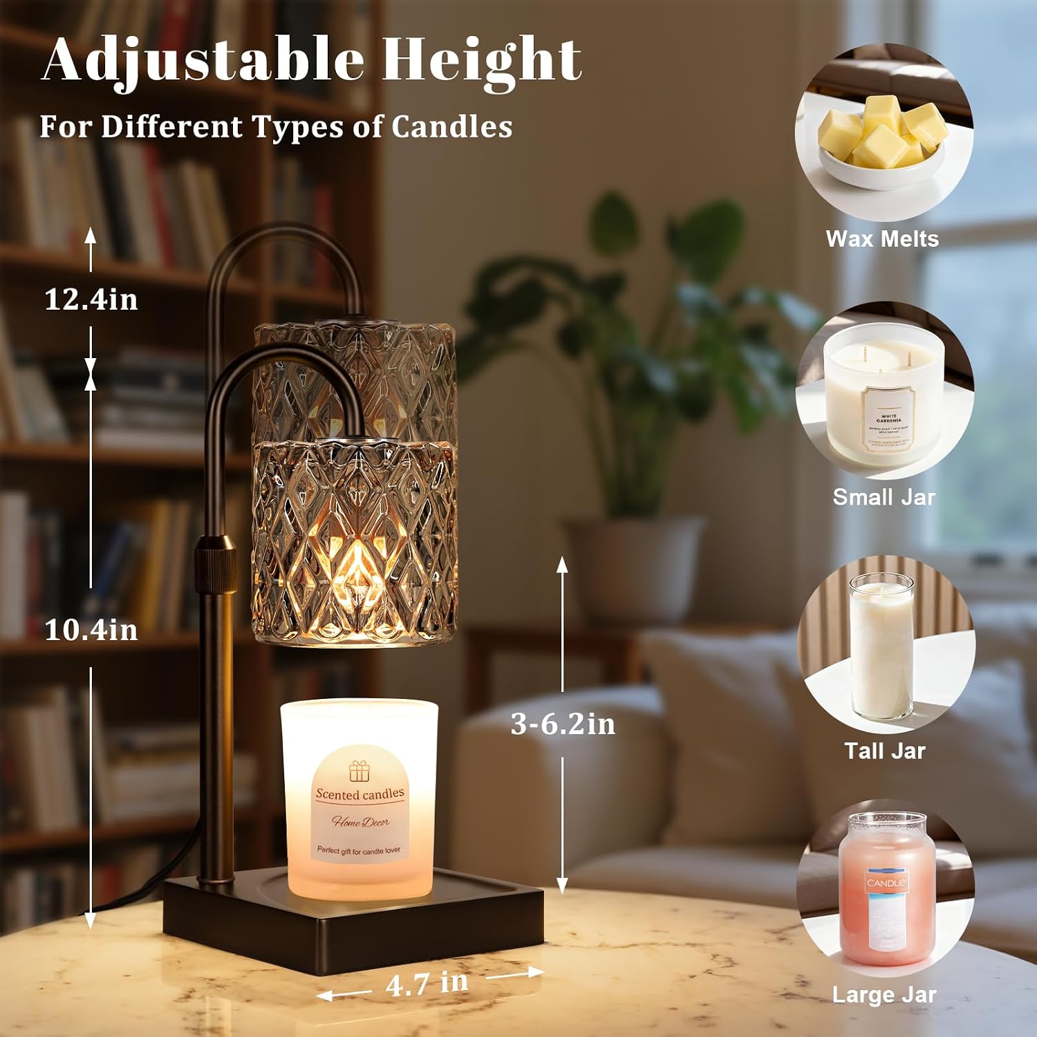 Detalle de Candle Warmer Lamp with Timer, Dark Gray