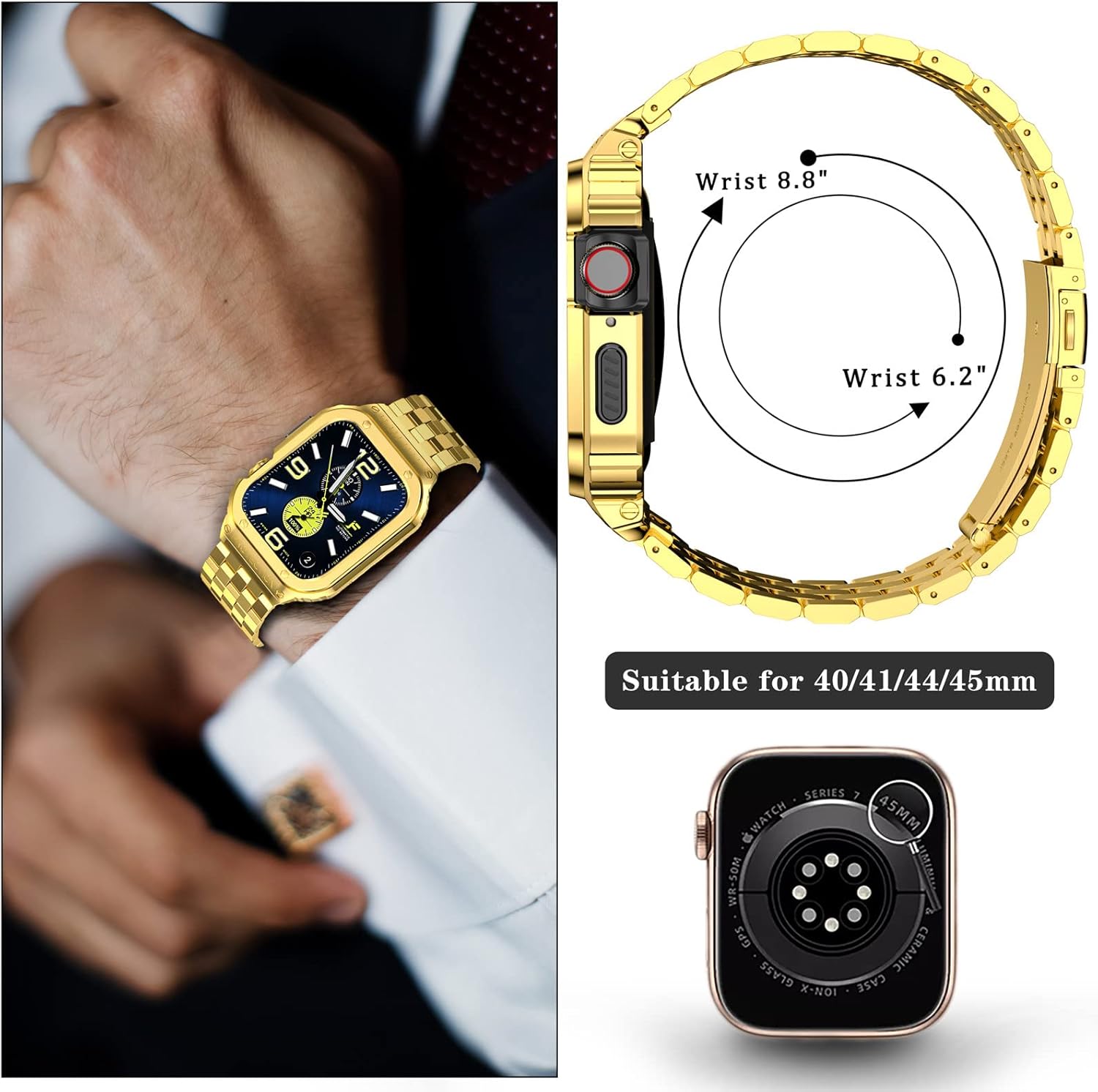 Detalle 2 de SUPLINK Stainless Steel Case with Strap for Apple Watch Ultra 3/2/1 & SE 3/2/1 & Series 11–1, 49mm–38mm