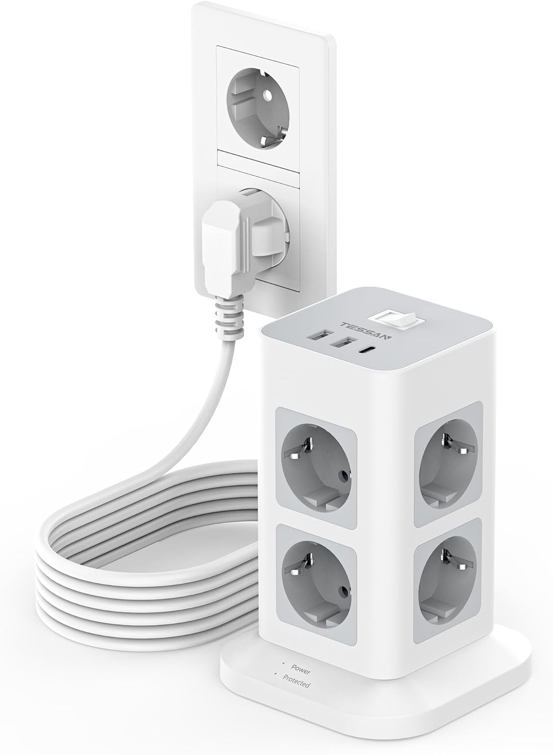 TESSAN Tour multiprise 8 prises + 3 USB 3 m ⚡