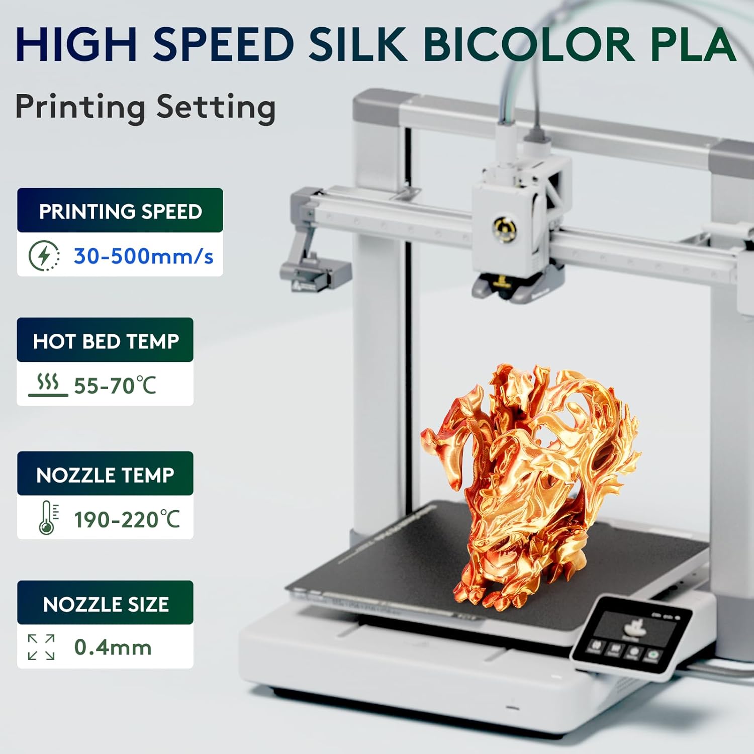 Thumbnail 1 de ERYONE Dual Two-Tone PLA Filament 1,75 mm – Silk Gold & RotKupfer, 1 kg Spule
