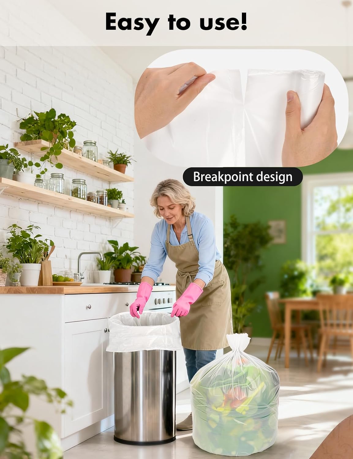 Thumbnail 4 de Biodegradable Trash bags 50PCS (13Gallon/50L) Aievrgad white – compostable bin liners