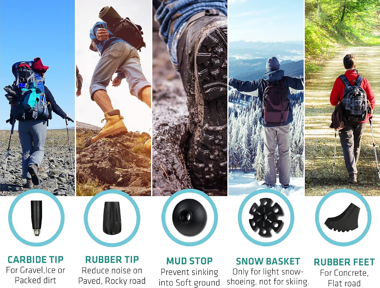 Detalle de TREKOLOGY Trek-Z Cork Grip Trekking Poles – Lightweight Folding Hiking Poles