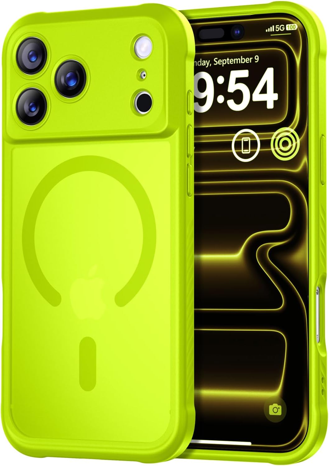 Detalle de Thomo Magnetic Case for iPhone 17 Pro Max (Fluorescent Green) with Full Camera Protection and MagSafe Compatibility
