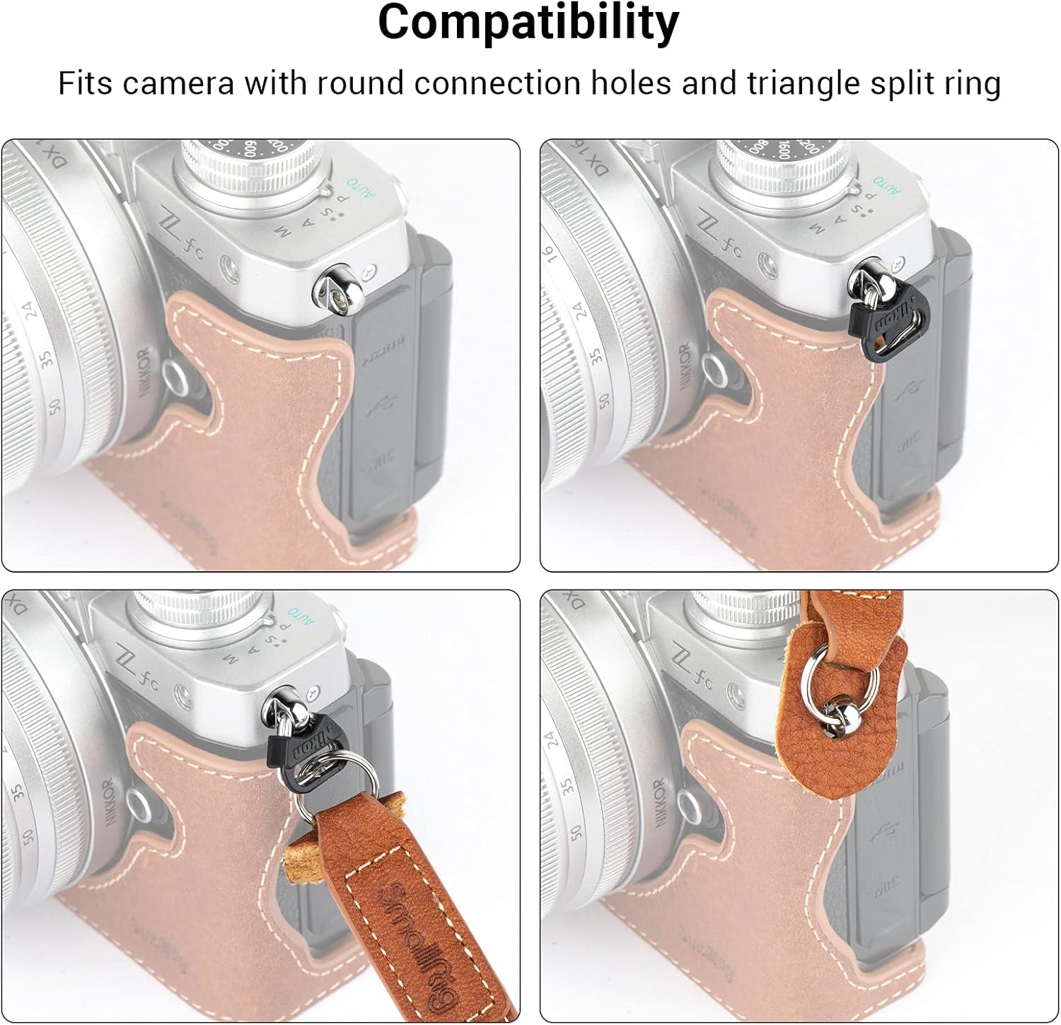 Detalle de SMALLRIG Sangle pour appareil photo en cuir véritable 3485 (bandoulière vintage marron)