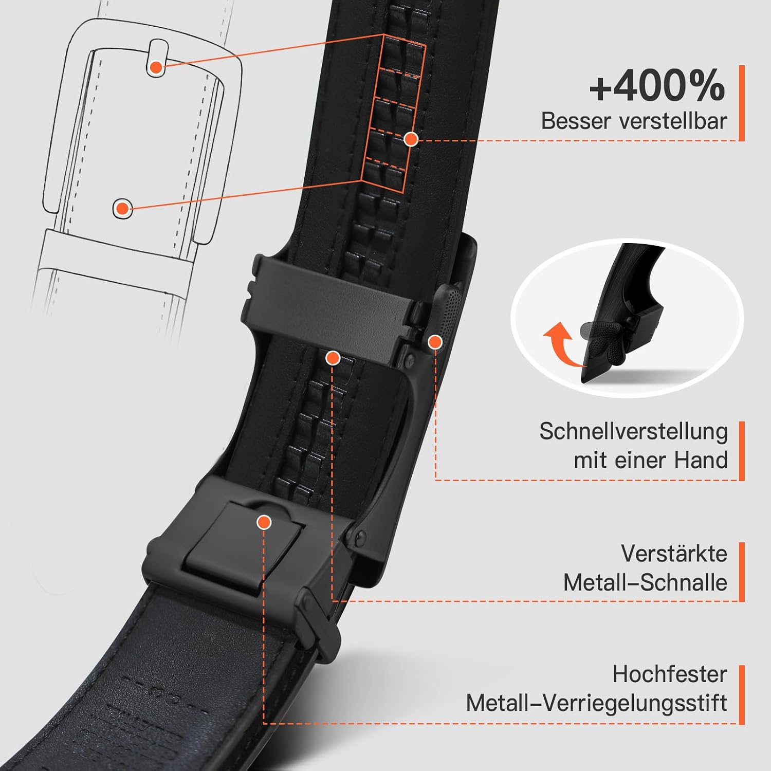 Detalle 2 de TANGCHAO Gürtel Herren 35mm Ratschengürtel 👔
