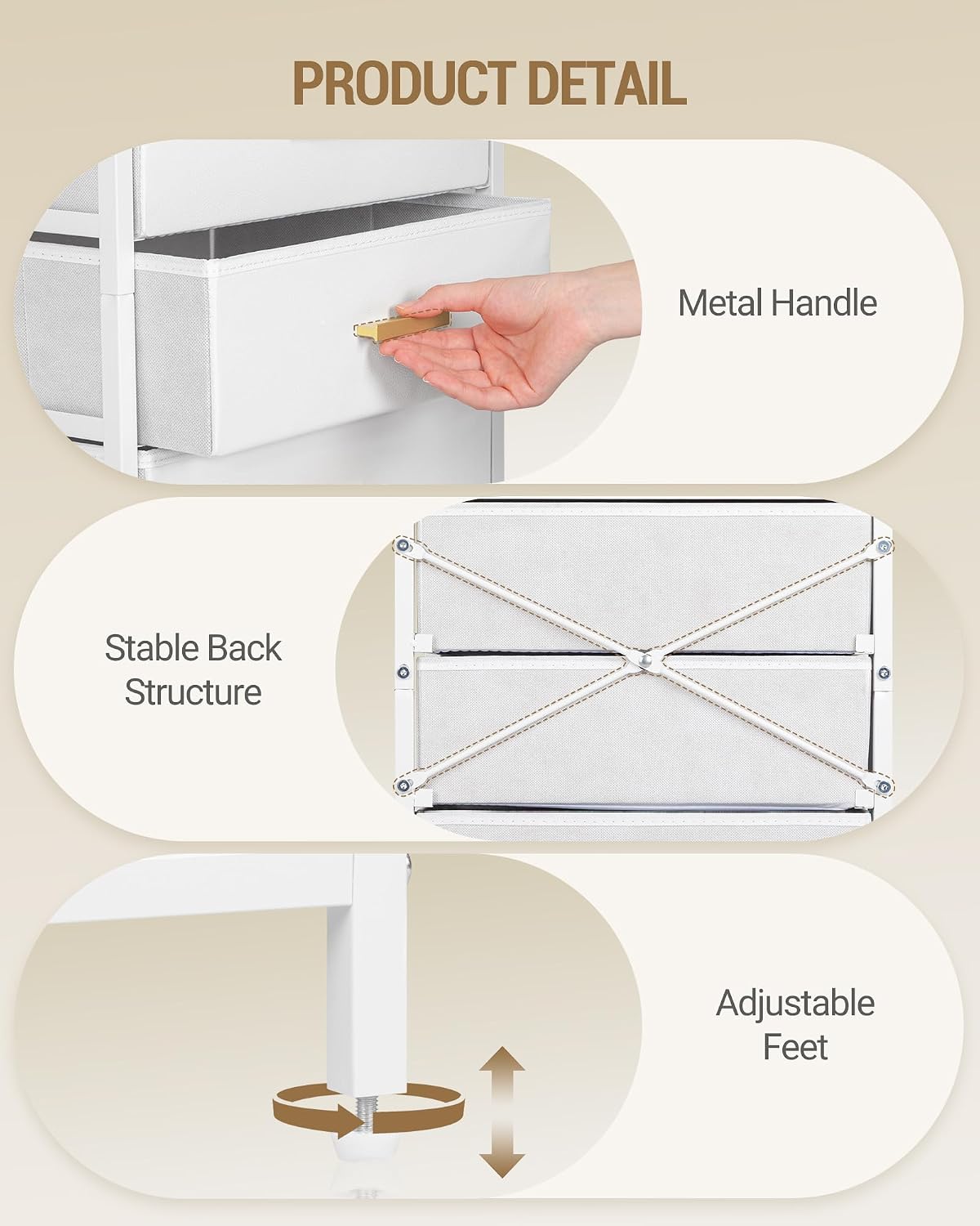 Thumbnail 6 de Hzuaneri Commode Chambre 6 tiroirs pliables blanc