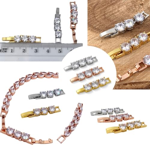 Thumbnail 7 de ONDEGO Schmuck Verlängerung Klappverschluss mit Zirkonia – 3,2 cm, Zwischenstück für Armband & Halskette, Silber Roségold Gold