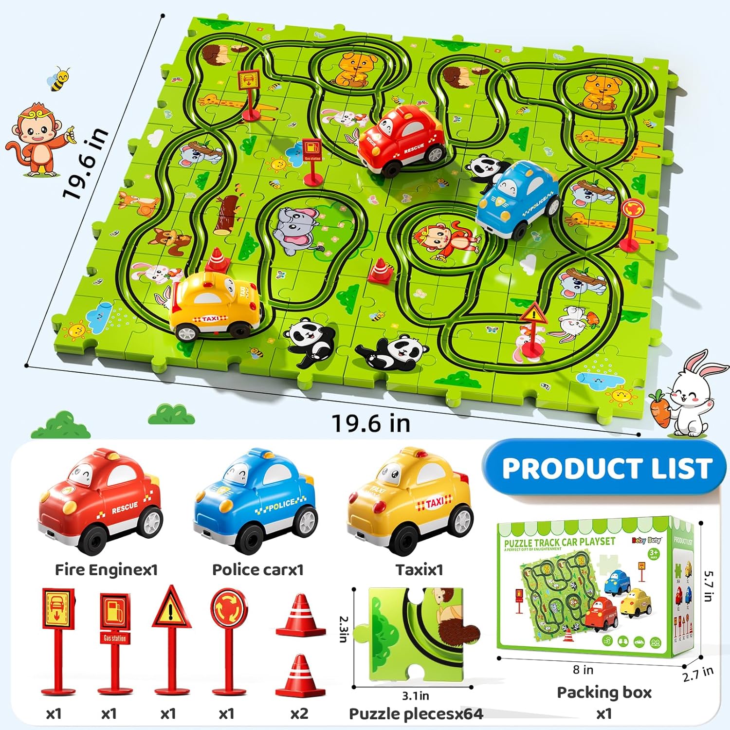 Thumbnail 1 de Beby Buty 64PCS Puzzle Race Track Set for Kids