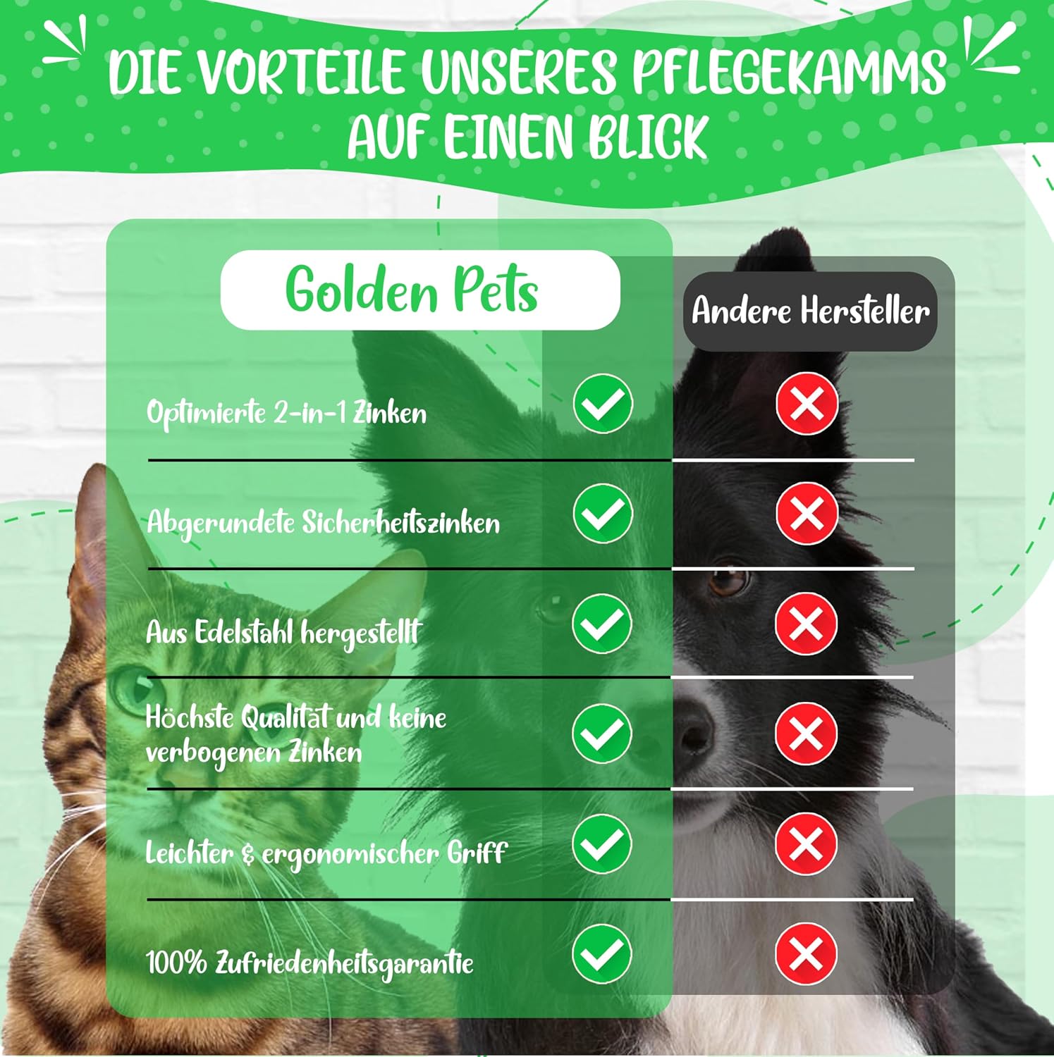 Thumbnail 4 de Golden Pets Fell-Entwirrer Kamm für mittel bis langhaar 1 Stk
