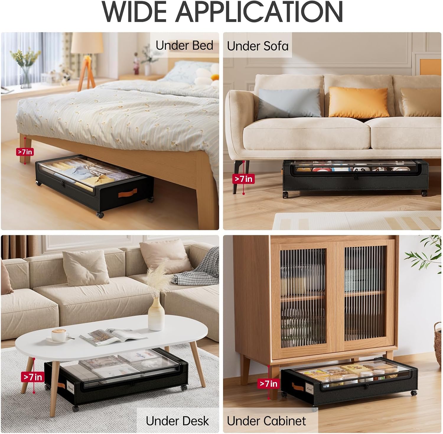 Thumbnail 6 de Yecaye Under-Bed Storage with Wheels, 60L