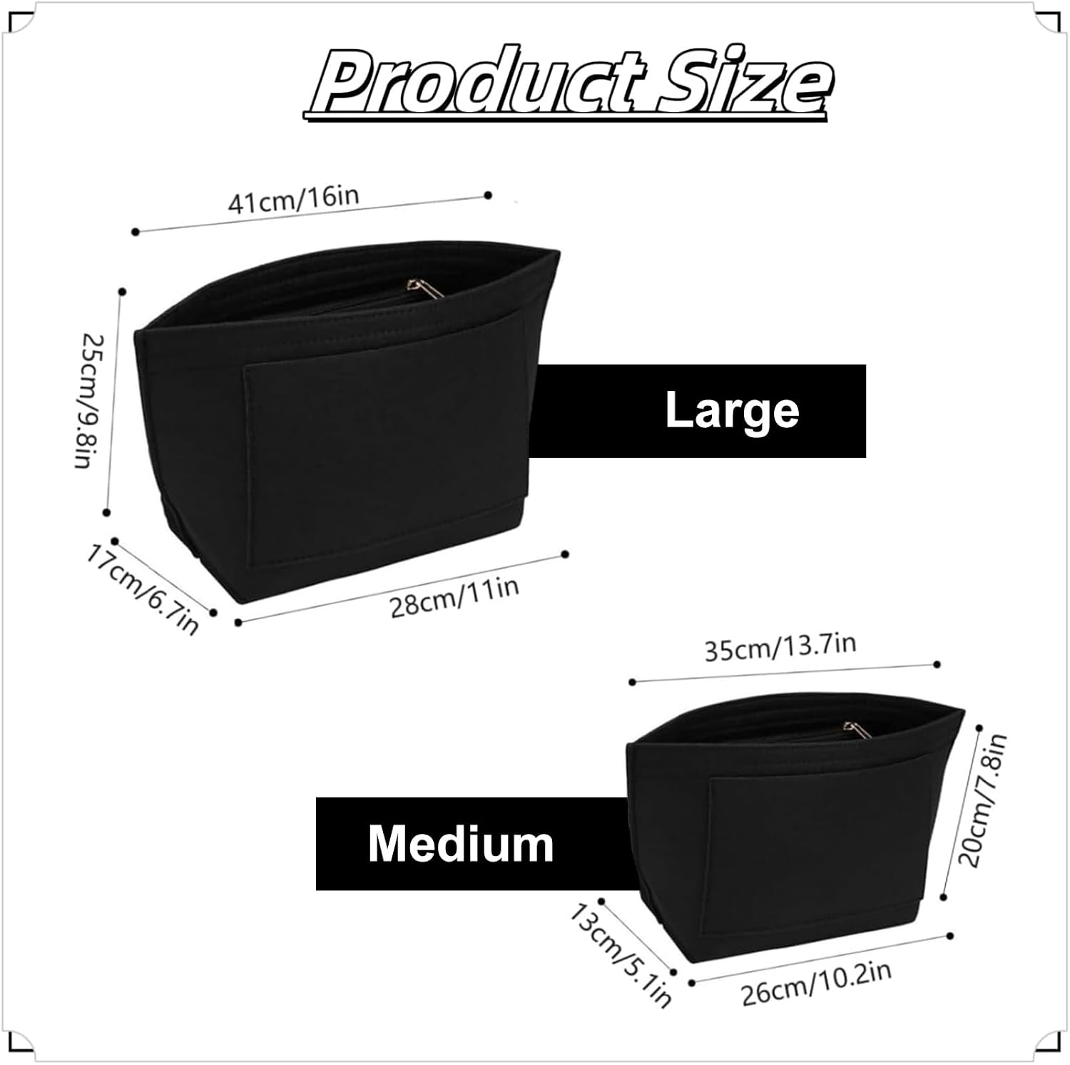 Thumbnail 1 de HYEPNED Bag Wallet Insert Organizer L, felt tote organiser