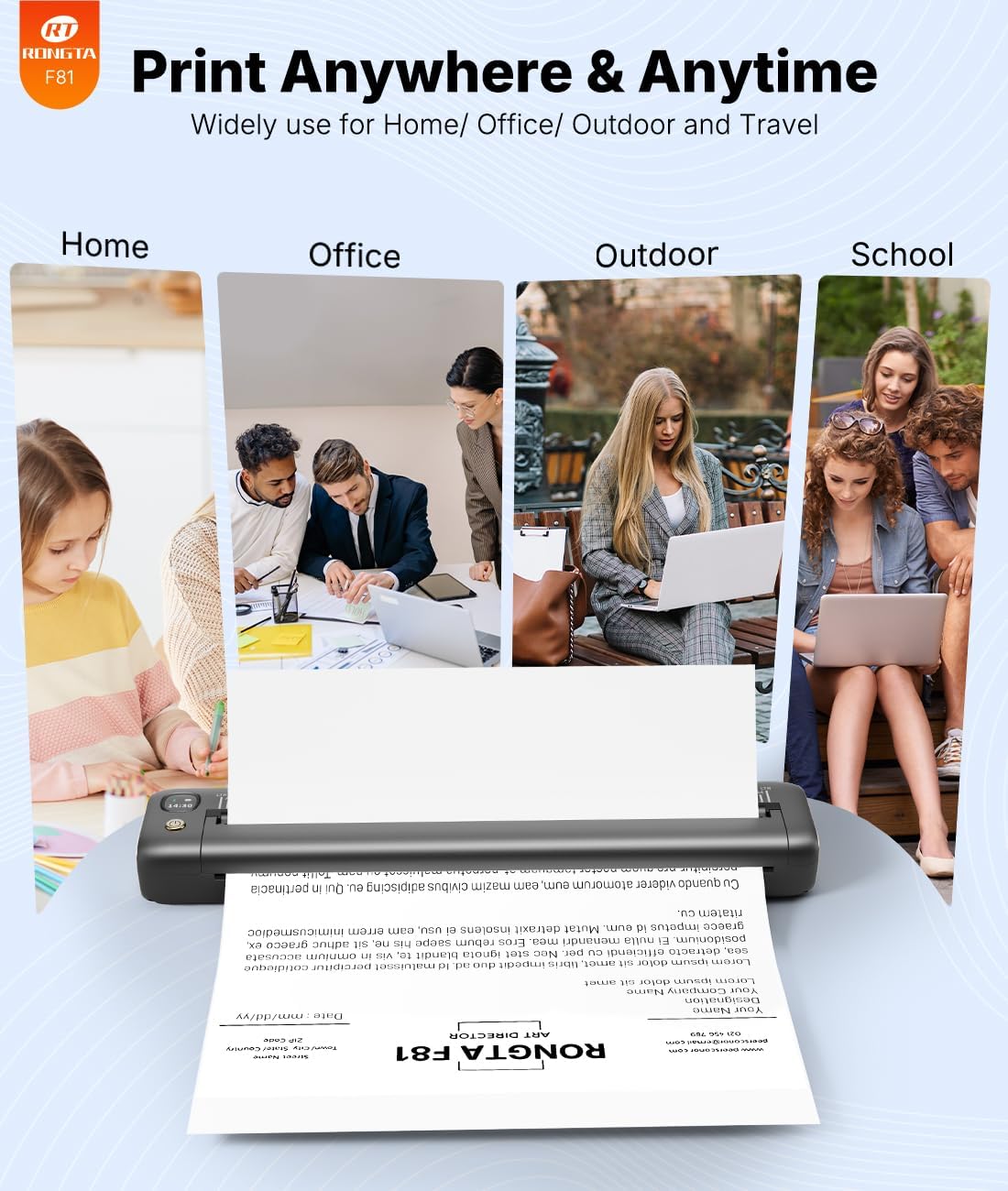 Thumbnail 6 de Rongta F81 Portable Wireless Thermal Printer (Bluetooth, Inkless) for Travel, School & Office