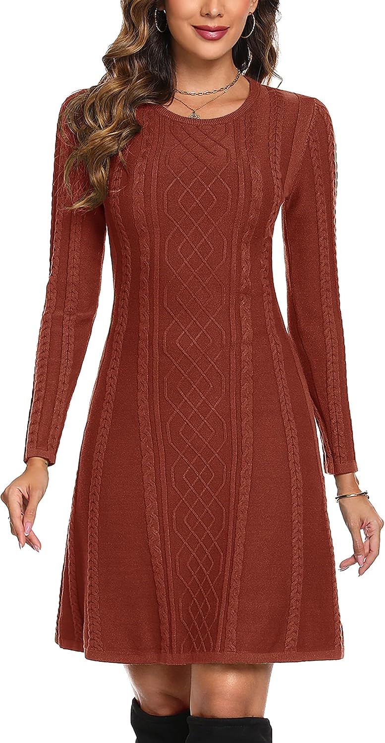 Detalle de Robe pull femme Aottori: robe pull hiver en tricot à coupe A, chic et confortable