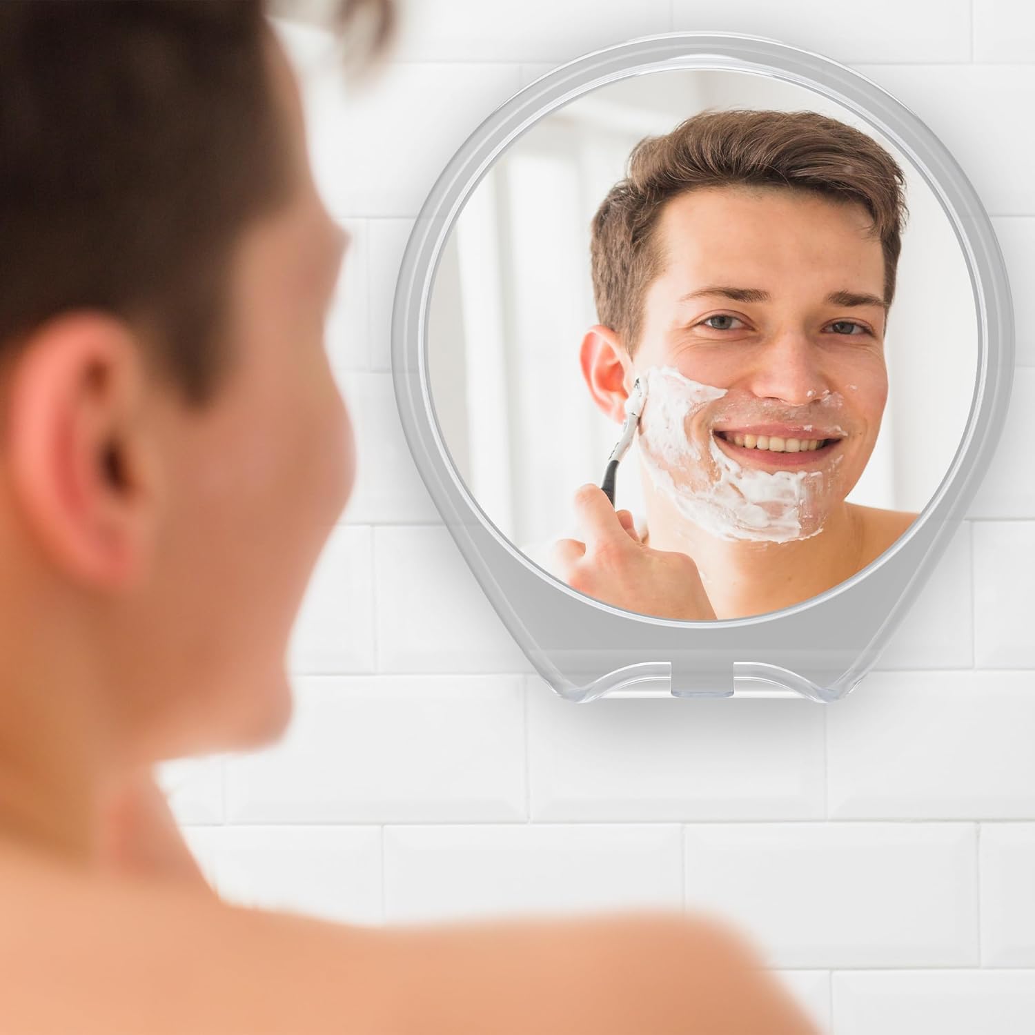 Thumbnail 5 de HONEYBULL Fogless Shower Mirror with Suction Mount ⌁ Anti-Fog Glass Mirror