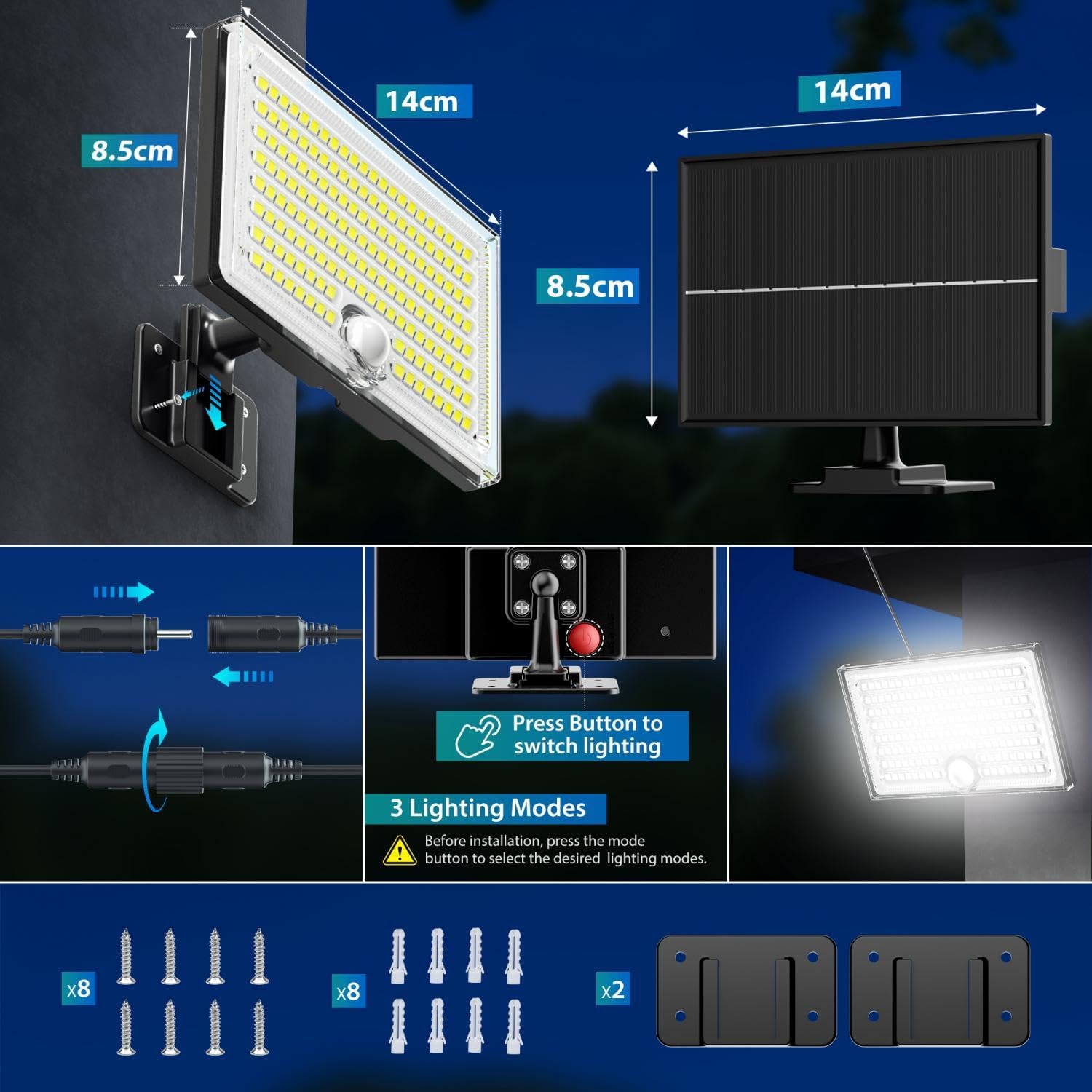Thumbnail 4 de Realky Außen-Solarlampe mit Bewegungsmelder – IP65, 5 m Kabel, 1 Stück