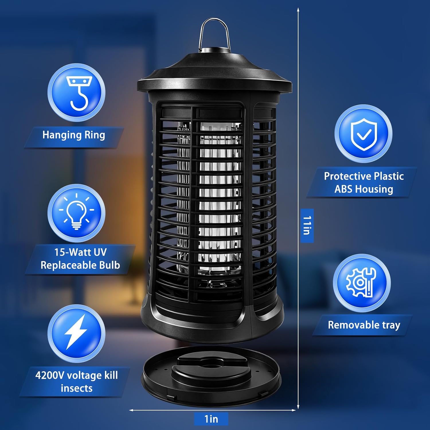 Thumbnail 3 de Electric Bug Zapper Indoor/Outdoor, 4200V High Powered Mosquito Killer