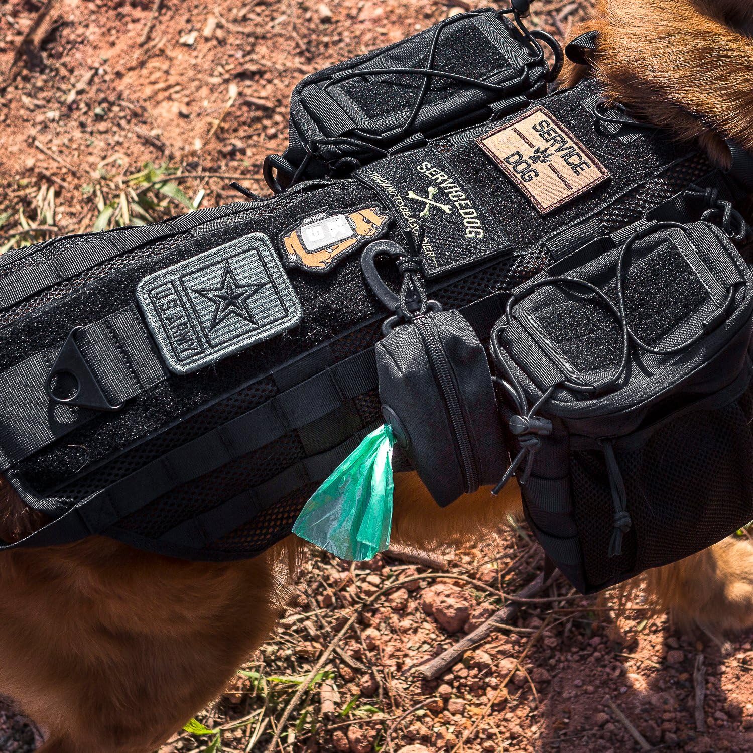 Detalle de OneTigris Distributeur Sac à Crottes Chien avec Système MOLLE et Mousquetons – Noir