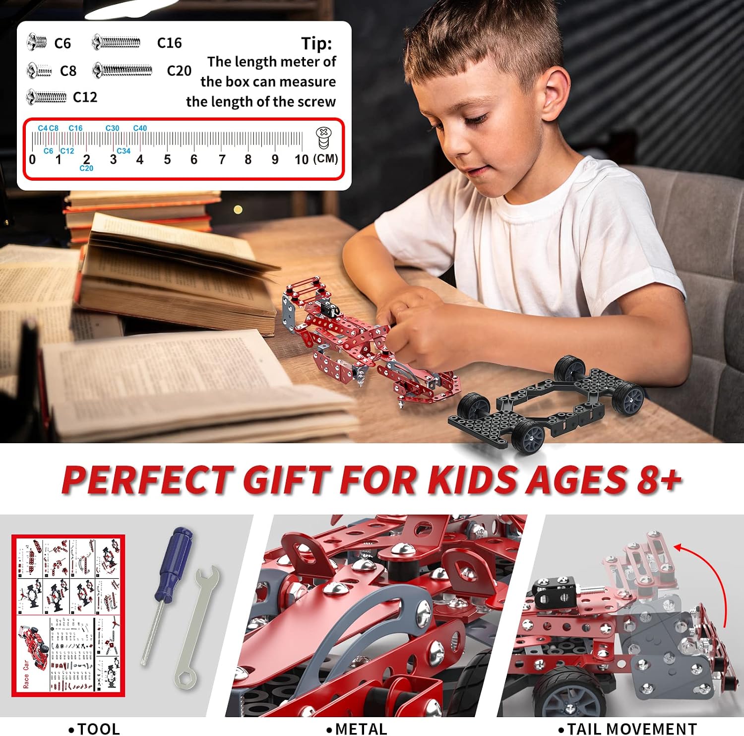 Detalle de Lucky Doug Building Kit Model Car Set (287-Piece STEM Project) for Kids Ages 8–12