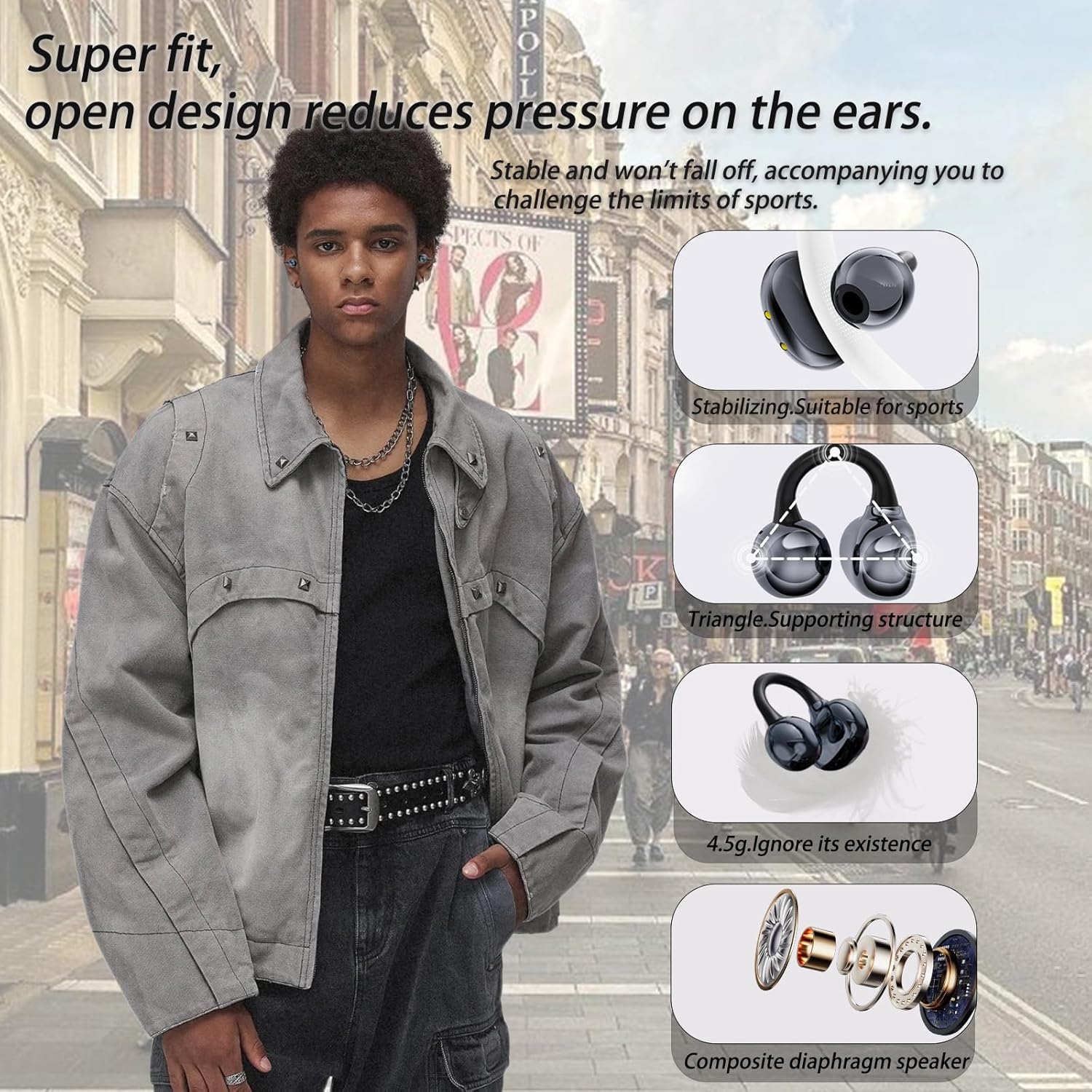 Detalle 2 de AZJLOOF Open Ear Headphones 50H