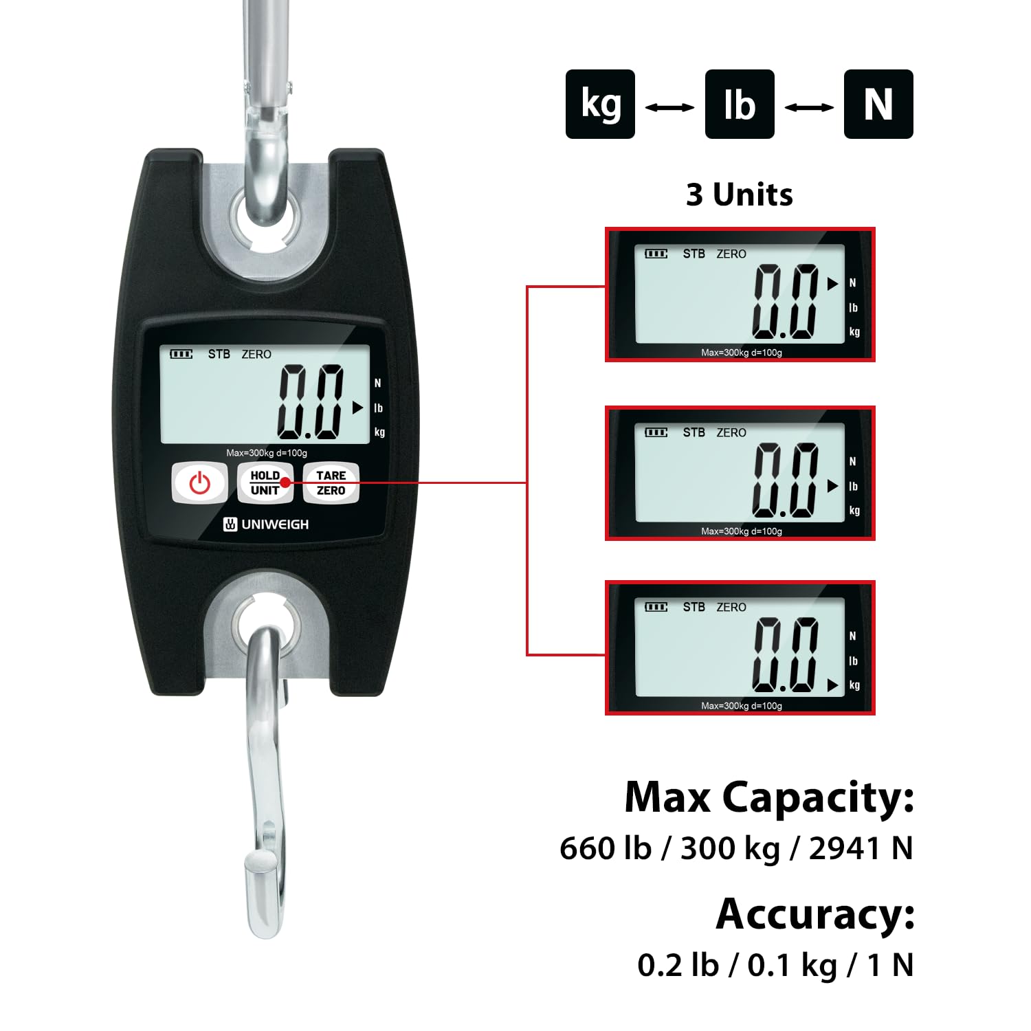 Detalle 2 de UNIWEIGH Digital Hanging Scale 300kg