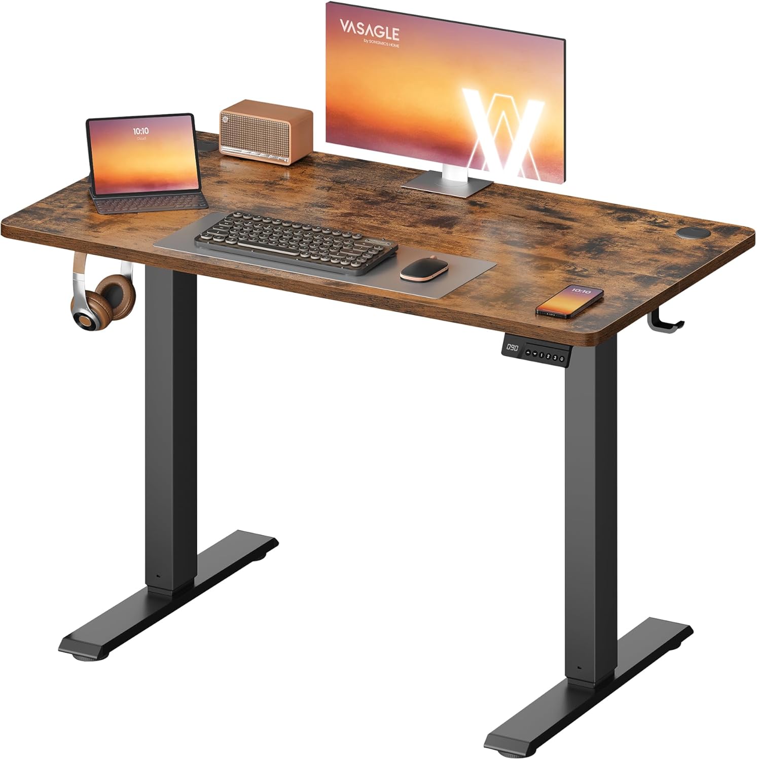 Detalle de VASAGLE Electric Standing Desk LSD310KD01 (100 x 60 cm) in Rustic Brown
