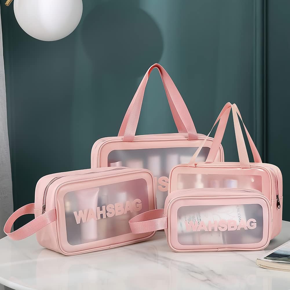 Detalle 2 de Aucuu Reise-Kulturbeutel Set (4-teilig) – transparente Kosmetiktaschen mit Organizer & wasserdichtem Flüssigkeitsbeutel