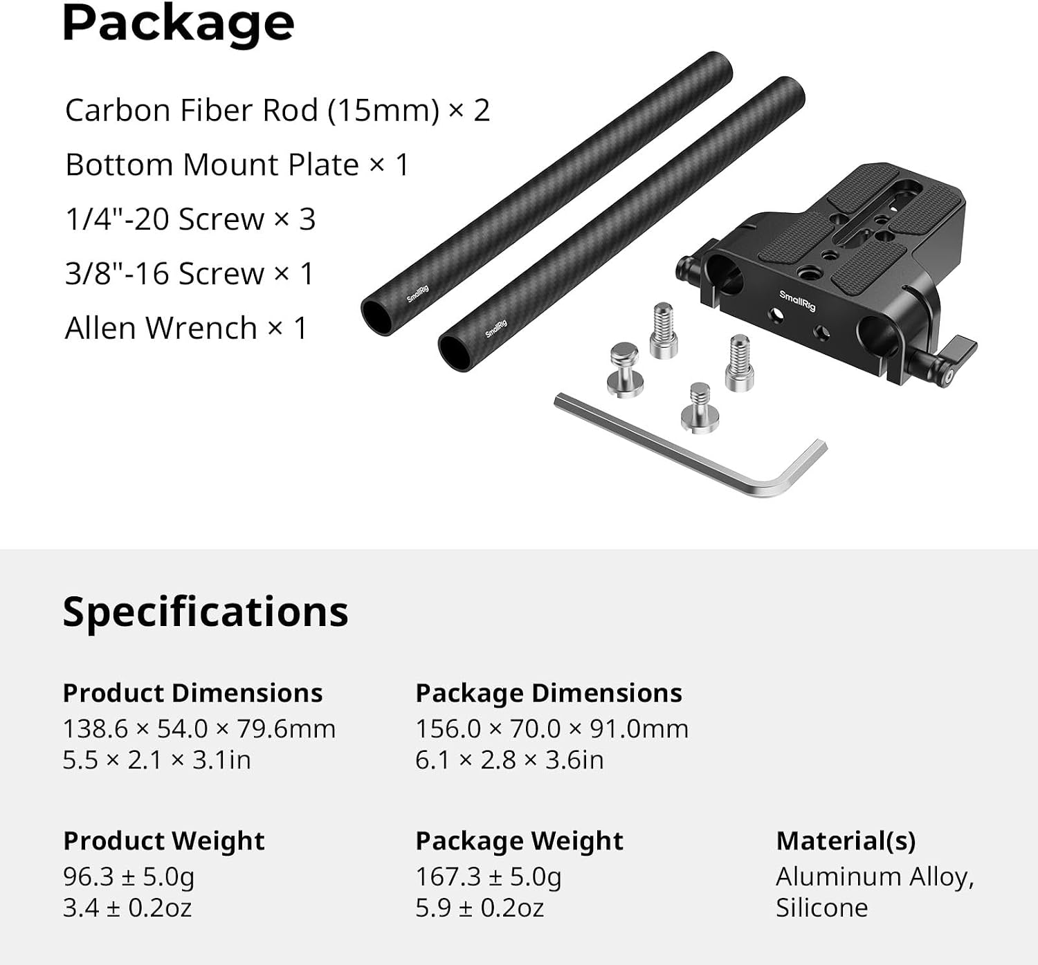 Thumbnail 6 de SMALLRIG 5609 base plate kit 20cm rods