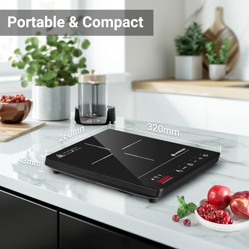 Detalle de AAOBOSI Single Induction Cooker: Portable 2000W Booster, 20 Power & Temp Levels