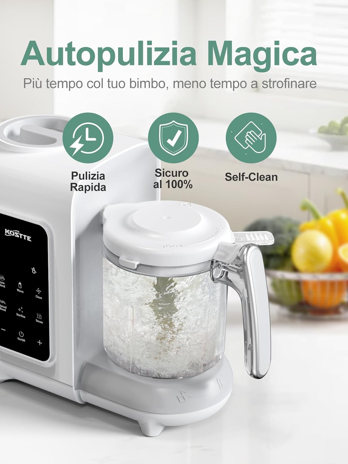 Thumbnail 2 de KOSTTE Cuocipappa: Omogeneizzatore per Neonati con cottura al vapore 360°