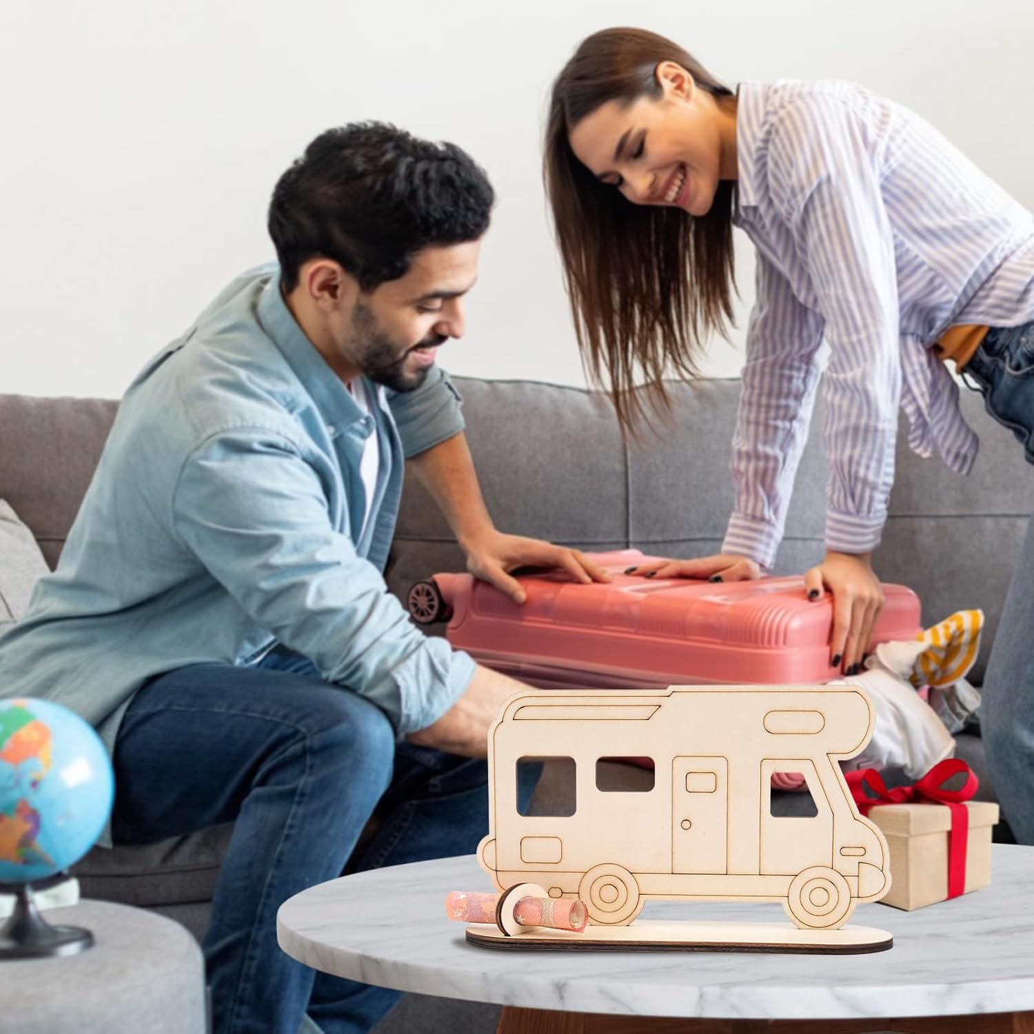 Thumbnail 6 de HOLDLEAF Wohnwagen Geburtstag Geldgeschenk aus Holz – Reisekasse im Caravan-Design für Camper