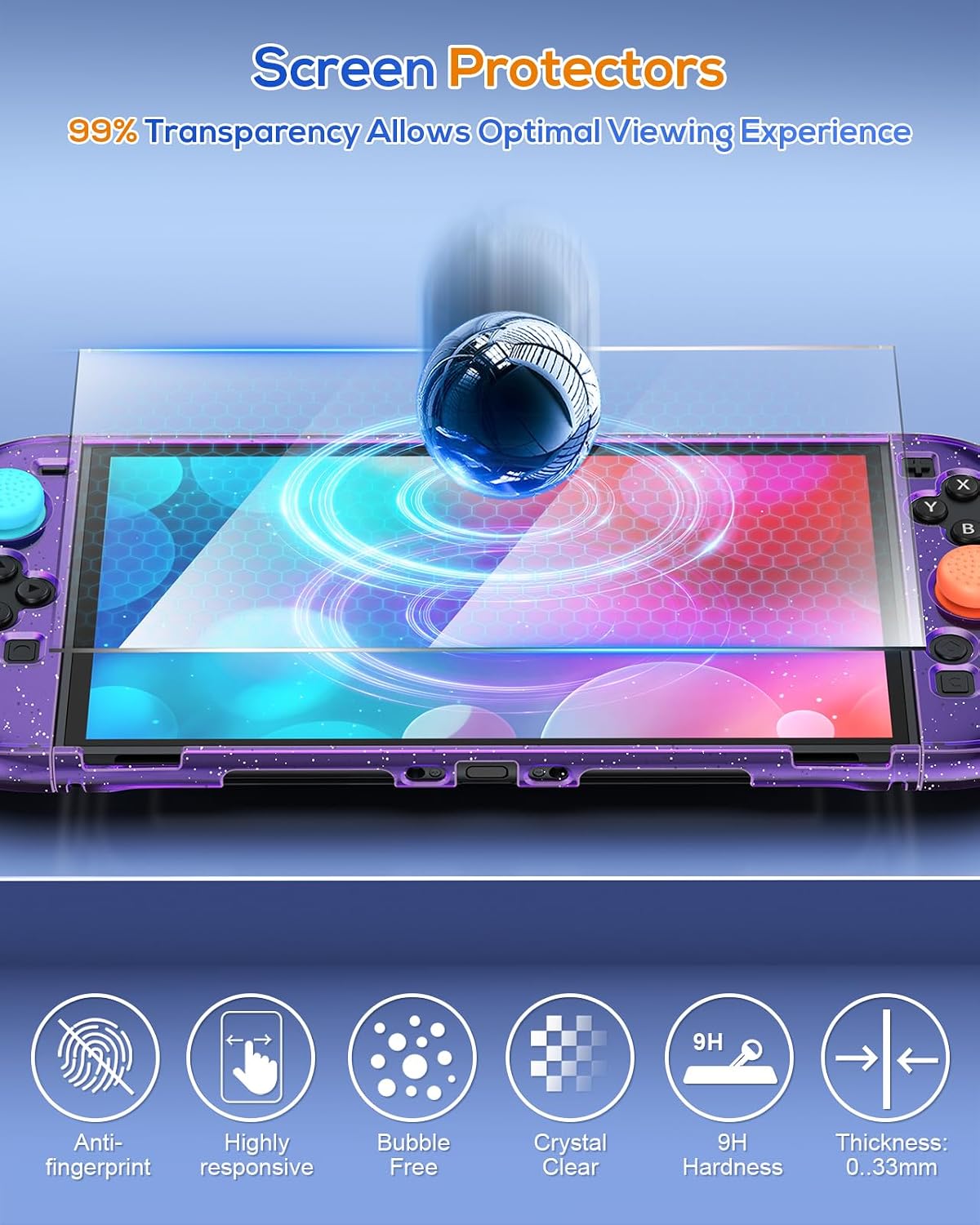 Detalle 2 de FYOUNG Switch 2 Cover-Set mit 9H Folien