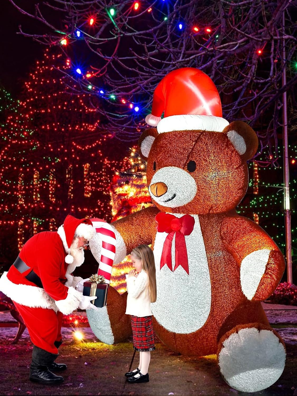 Thumbnail 6 de Kalolary-Y175 Christmas Inflatable Teddy Bear with Plush Fabric and LED Light