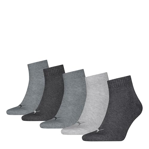 Detalle de PUMA Unisex Quarter Socken 5er-Pack – komfortable Baumwolle, flache Naht