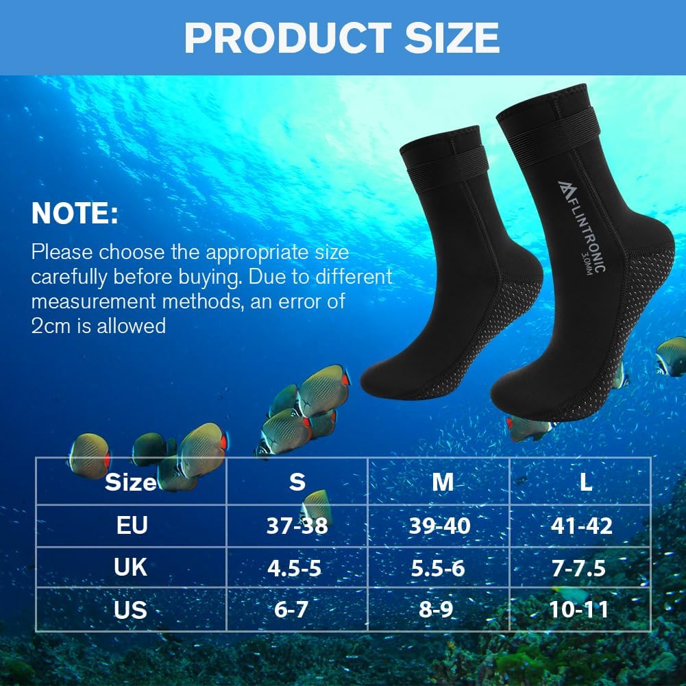 Detalle de Flintronic 3mm Neoprene Socks: Warm, Anti-Slip Dive Socks for Water Sports