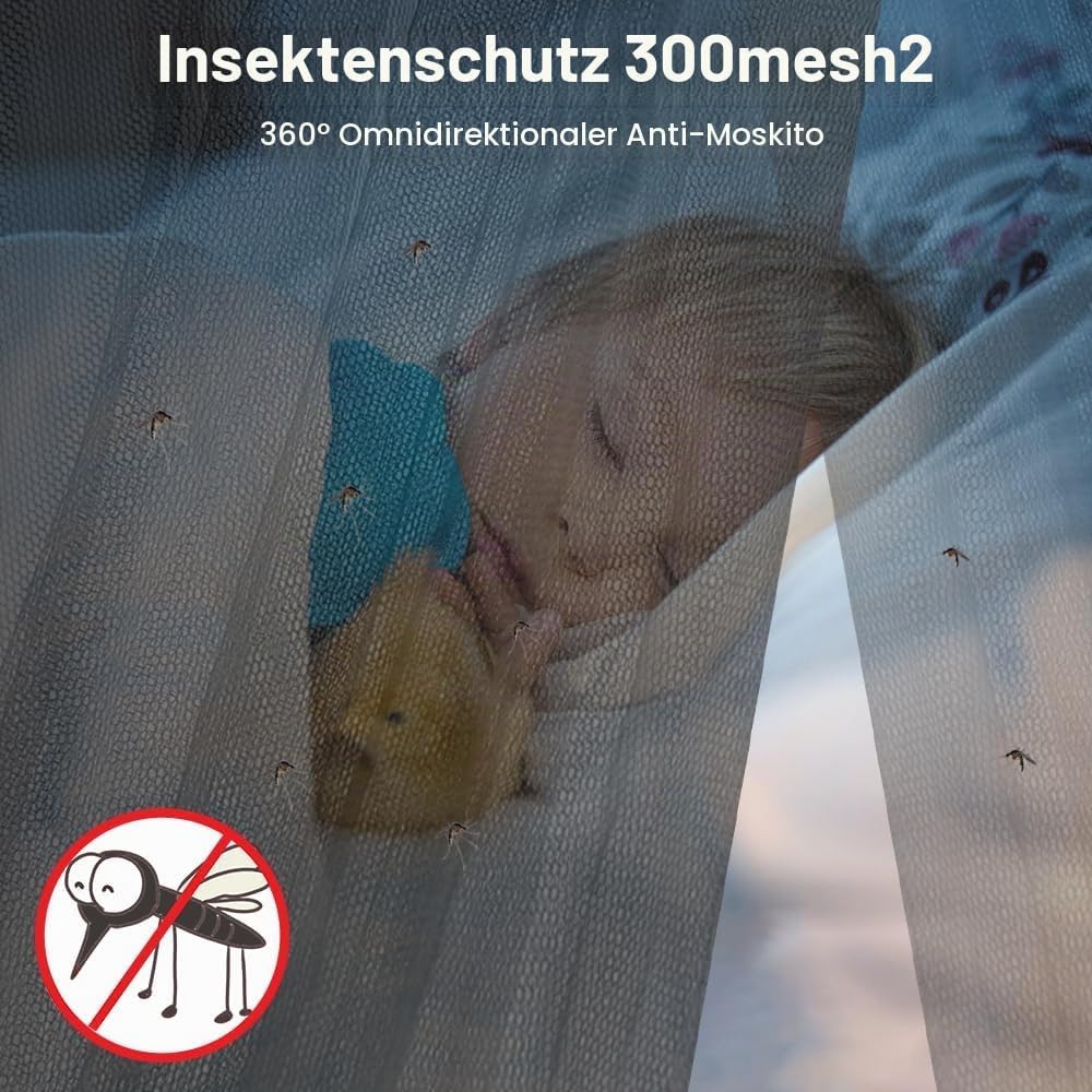 Detalle 1 de Aoreun S-black WZ muggennet voor tweepersoonsbed, zwart polyester, 240 x 210 x 190 cm