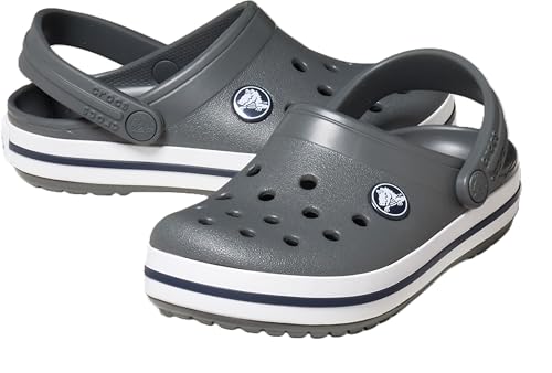 Detalle de Crocs Croband Clog K para niños unisex - Gris Pizarra/Azul Marino (talla 29-30)