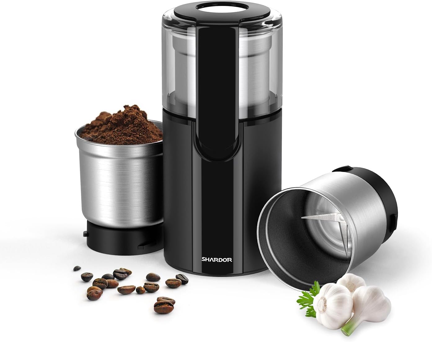 Detalle de SHARDOR Coffee grinder 70g with 2 stainless bowls
