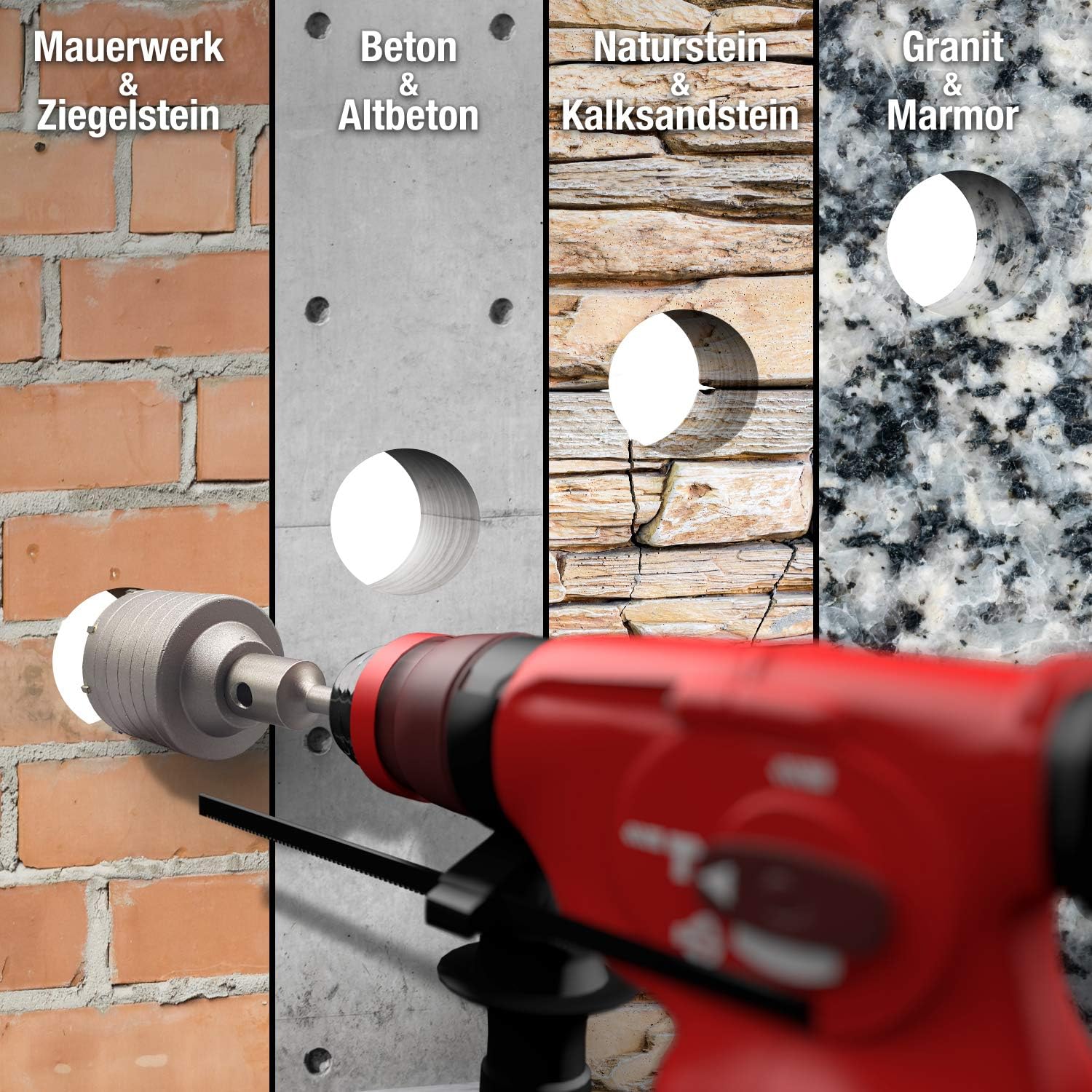 Thumbnail 4 de SCHWABENBACH® SDS-Plus Bohrkrone 68 mm für Steckdosen – Kronenbohrer Mauerwerk mit 8 Hartmetallzähnen