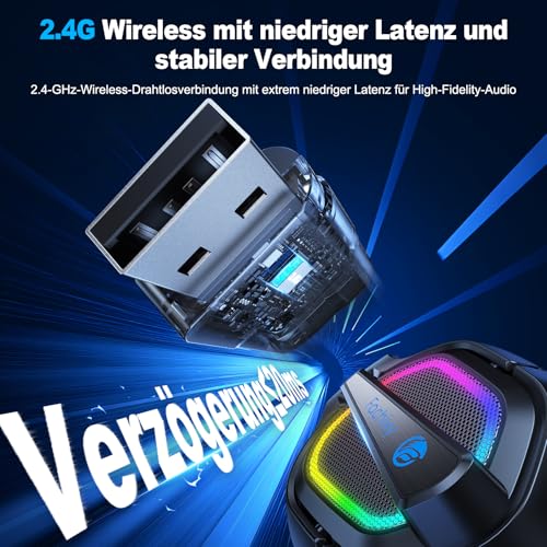Detalle de Fachixy FC200 Wireless-Gaming-Headset mit 2,4 GHz, Bluetooth 5.4 und 50-mm-Treibern