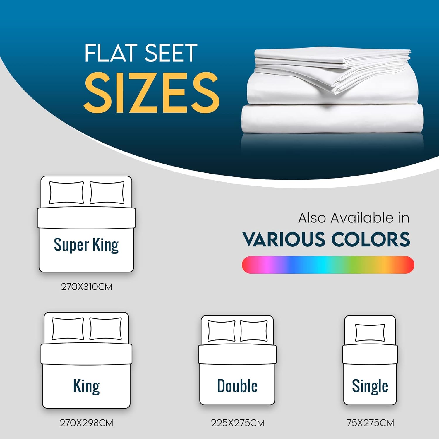 Detalle de Sunshine Comforts Egyptian Cotton Flat Sheet (Double, 240 x 254 cm): Breathable, Hypoallergenic and Durable