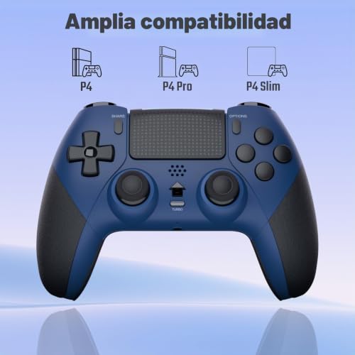 Detalle de Mando inalámbrico LATEC para PS4 Pro/PS4 Slim: Bluetooth, macros y 6 ejes en azul