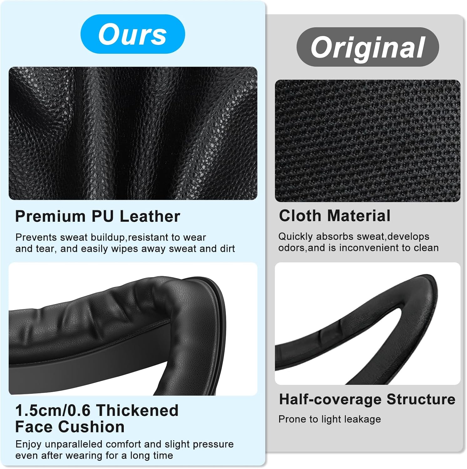 Detalle 2 de VZNEK Q2MZ PU Leather Face Cover for Quest 2