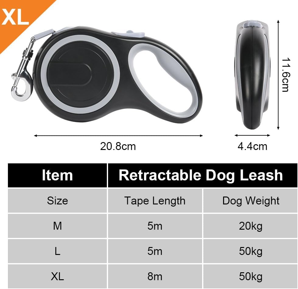 Detalle 2 de Aomig Retractable Dog Lead 8m, 50kg leash 🐕