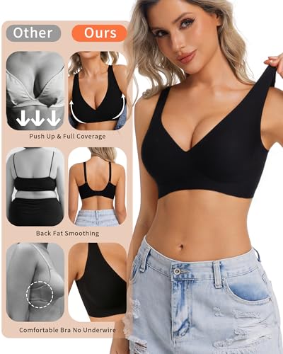 Detalle de HOWIN Jelly Bras Gel Wireless Deep V Bra – Seamless, Undetectable Support
