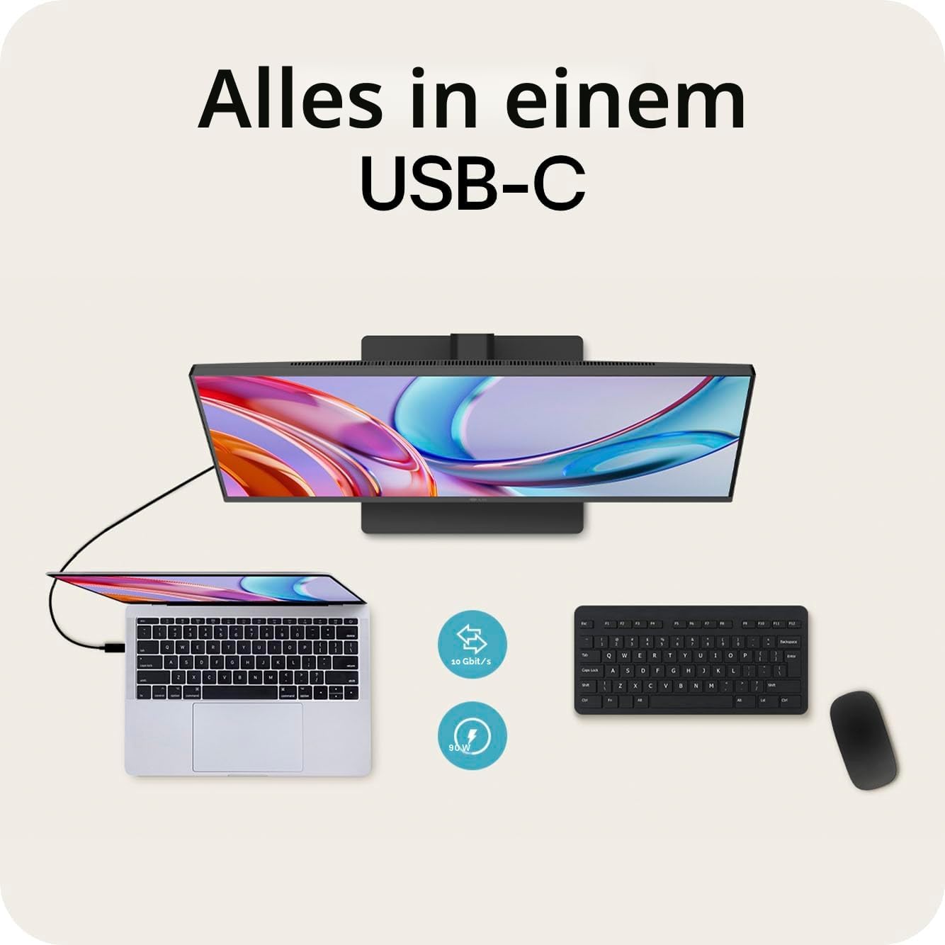 Detalle de LG Ultrafine 27U730A-B.AEU: 27 Zoll 4K IPS Monitor mit HDR10 und USB-C (90 W) – schwarz