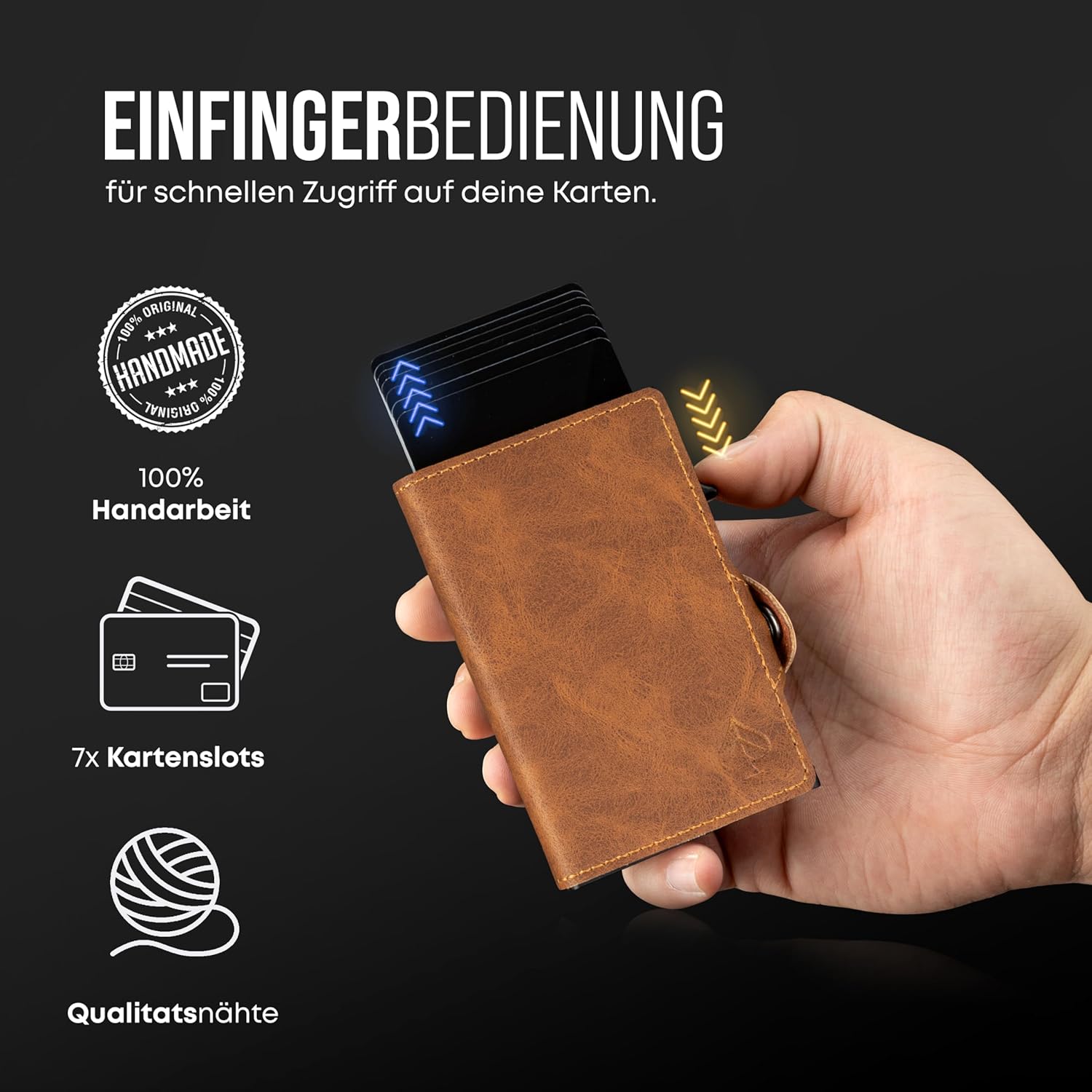 Thumbnail 3 de CARD Nine! Clip Wallet mit RFID-Schutz – Slim Wallet mit Geldklammer (Hellbraun, Münzfach)